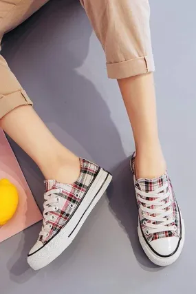 Low-Top Plaid Canvas Shoes
